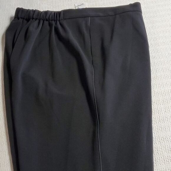 Calvin Klein Black Trimmed‎ Satin High Rise Elastic Pocketed Sz 16W Pants - Picture 4 of 12